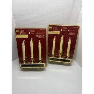 Holiday Living Flameless LED Battery Candolier w/Light Sensor 3 Candles 10" (2)